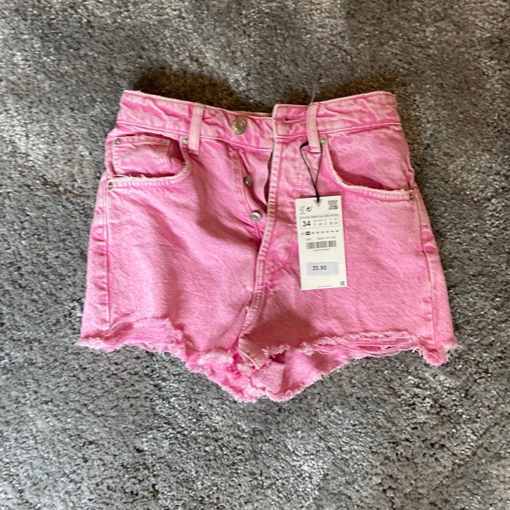 Pink Zara washed Jean shorts size 34, 2 originally $36